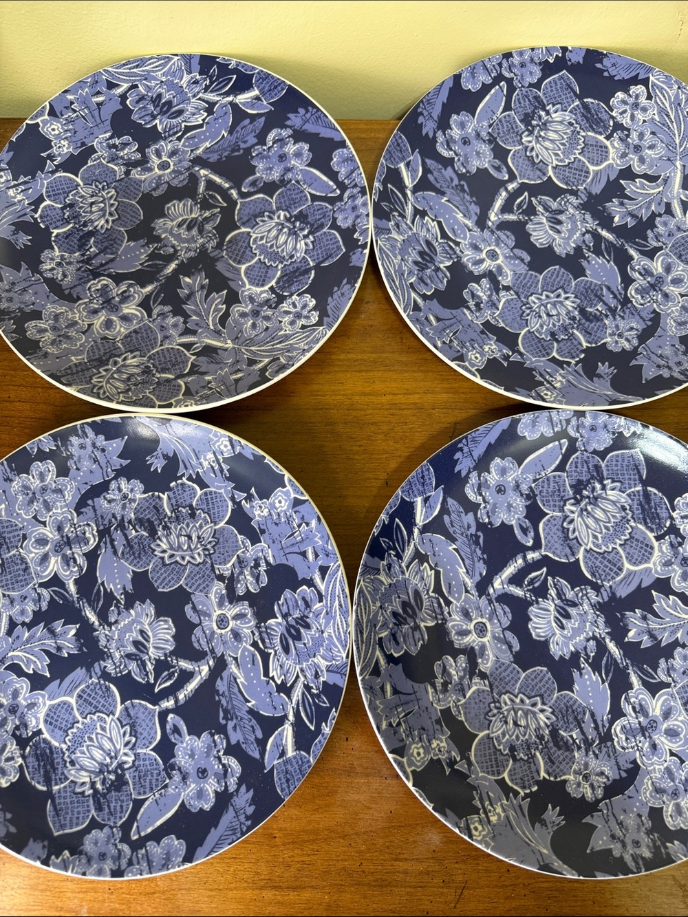 Avon Blue Floral Ceramic Dinner Plates - Set of 4